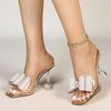 Strange Style Clear Heels For Women Slippers Fashion Crystal Bowknot Designer Shoes Transparent Sandals