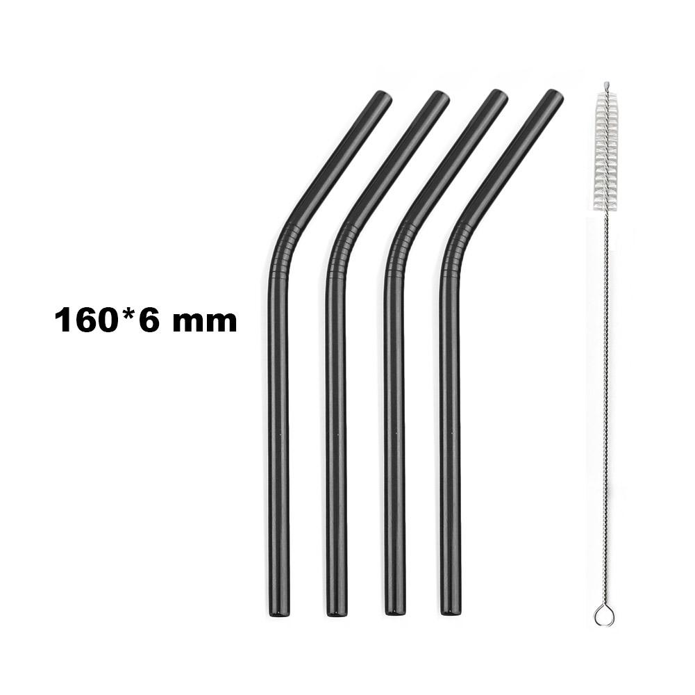 Fruit Juice Straws Mini 160mm Short Rainbow Stainless Steel Metal Straws Straight Bend Reusable Drinking Small 4Straw 1prush