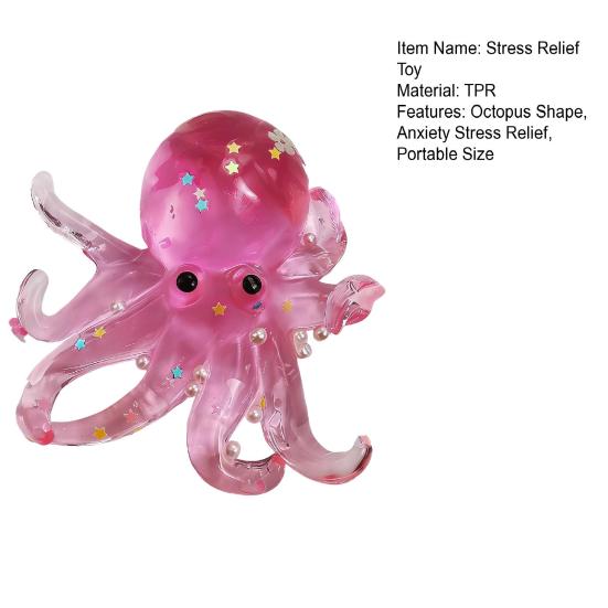 Mini Octopus Squeeze Toy Anxiety Stress Relief Octopus Stress Toy Soft Stretchy Sea Animal Sensory Toy Party
