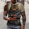 Funny T Shirt For Man Cute Cat 3D Print Tops Women Short Sleeve Tee Oversized Streetwear T-Shirt Casual Simple Men's Clothing
