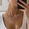 Zinc Zinc Alloy Bamboo Joint Chain Silver Color Snake Bone Chain New Trendy Punk Necklace  Music Festival