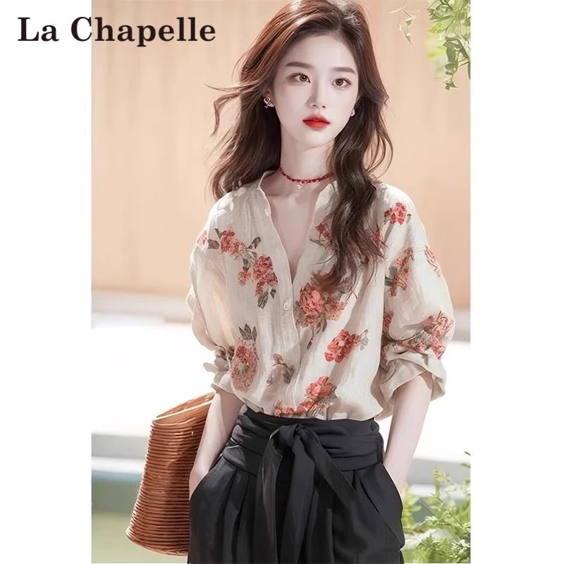 La Chapelle Women s White Short Sleeve Blouse L