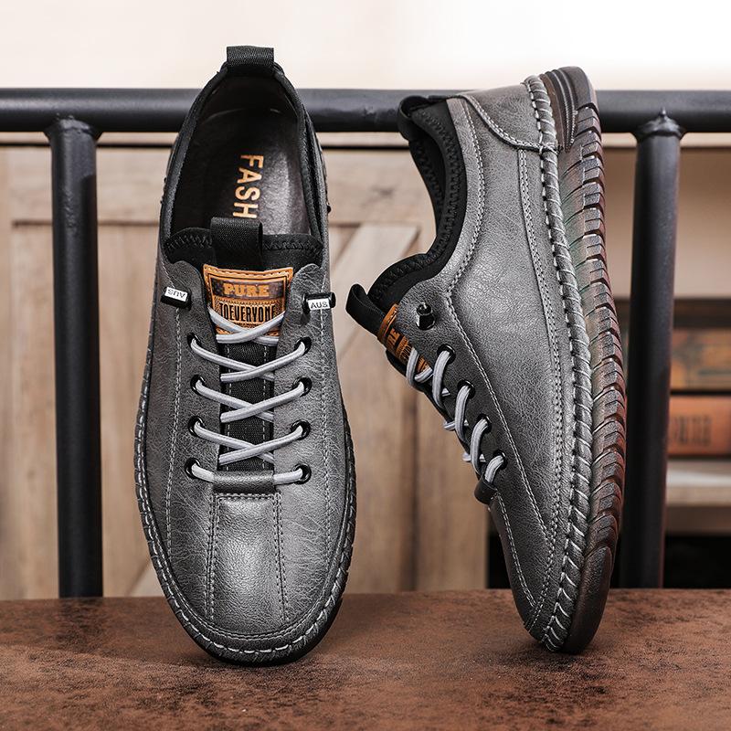 Fashion Spring Summer Autumn Breathable Men's Beef Tendon Shoes Male Casual Foot Cover Soft Leather Youth Business Shoes Loafers for Men