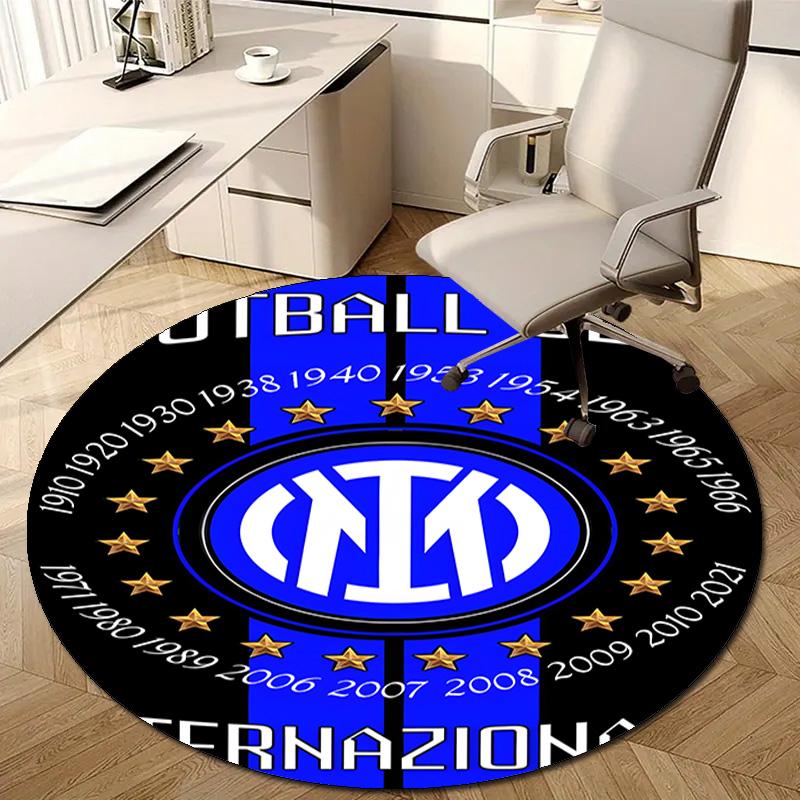 1pc I-Internazionale Milano Print Round Carpet Chair Round Carpet Suitable for Bedroom Living Room Home Decorative Carpet