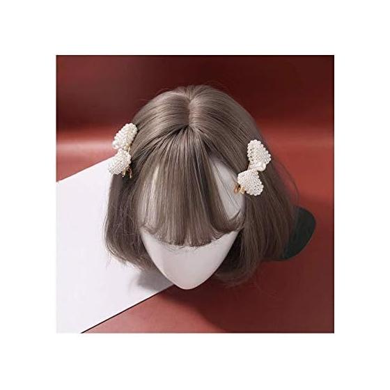 Kids Hair Accessories Set - 2 Pieces White Ribbon Pearl Hair Clips for Girls, Cute & Elegant for Parties, Recitals, Stage, Photoshoots
