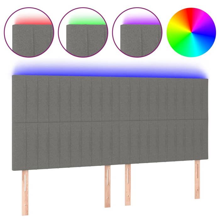 VidaXL LED Headboard Bedroom Furniture Double Bed Accessory Head of Bed Frame Interior Dark Grey 3122677