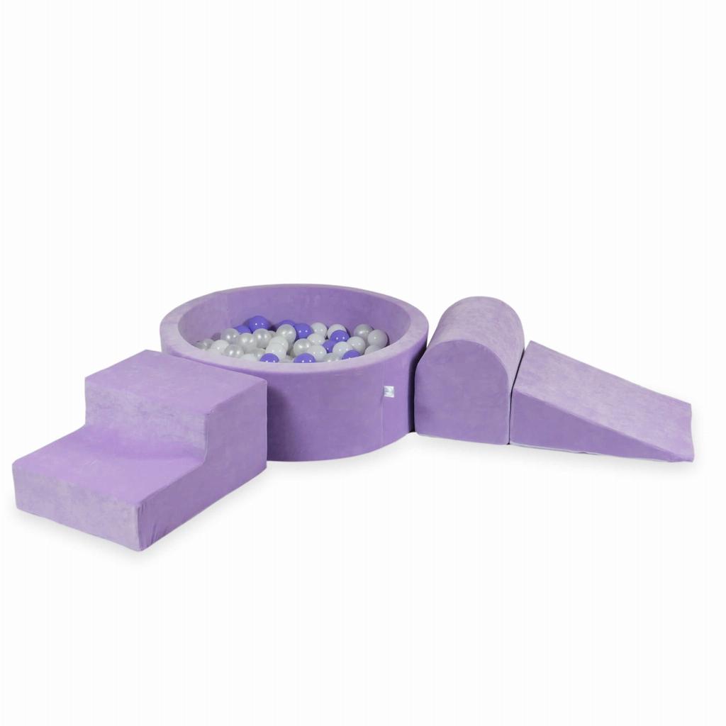 Piankowy Plac Zabaw Z Basenem Okrągłym 90X30 Velvet Soft Fioletowy + 200 Piłek: Białe, Perłowe, Wrzosowe