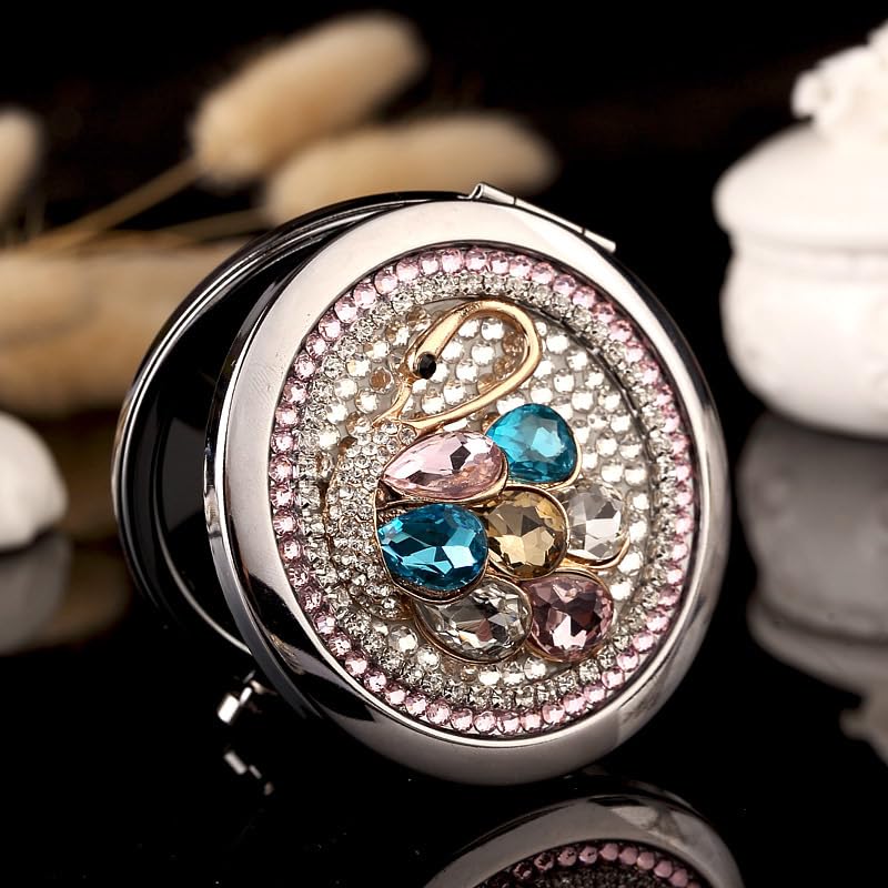 Foldable Compact Gift for Female White 60th Entrance Respect for the Aged and [wuxichiyan] Mirror, Double-Sided, Portable, Women, Friends,