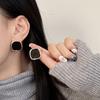 Vintage Irregular Geometry Square Black Enamel Stud Earrings for Women Charm Party Jewelry Korean Trendy Accessories Wholesale