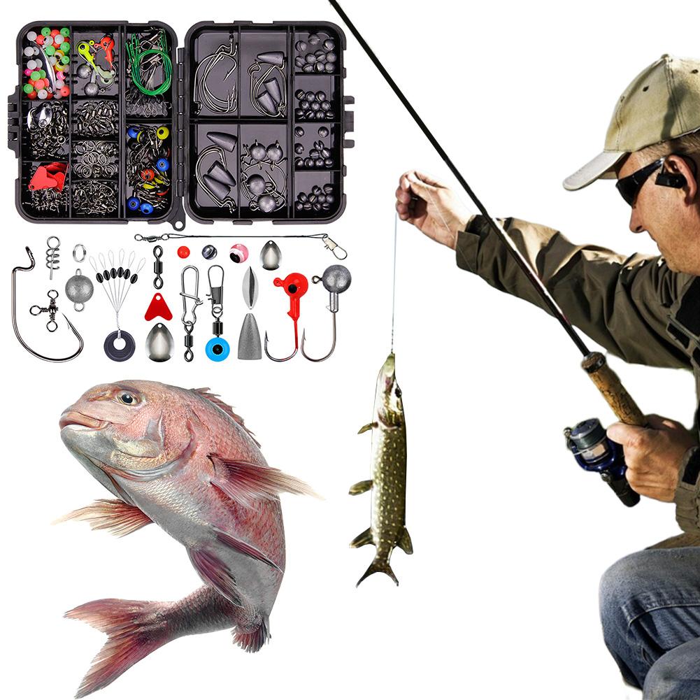 257-teiliges Angelwerkzeug-Zubehör-Kit-Set einschließlich Jig-Haken, Blei, Wirbel, Einhänger, Outdoor-Angelzubehör-Set