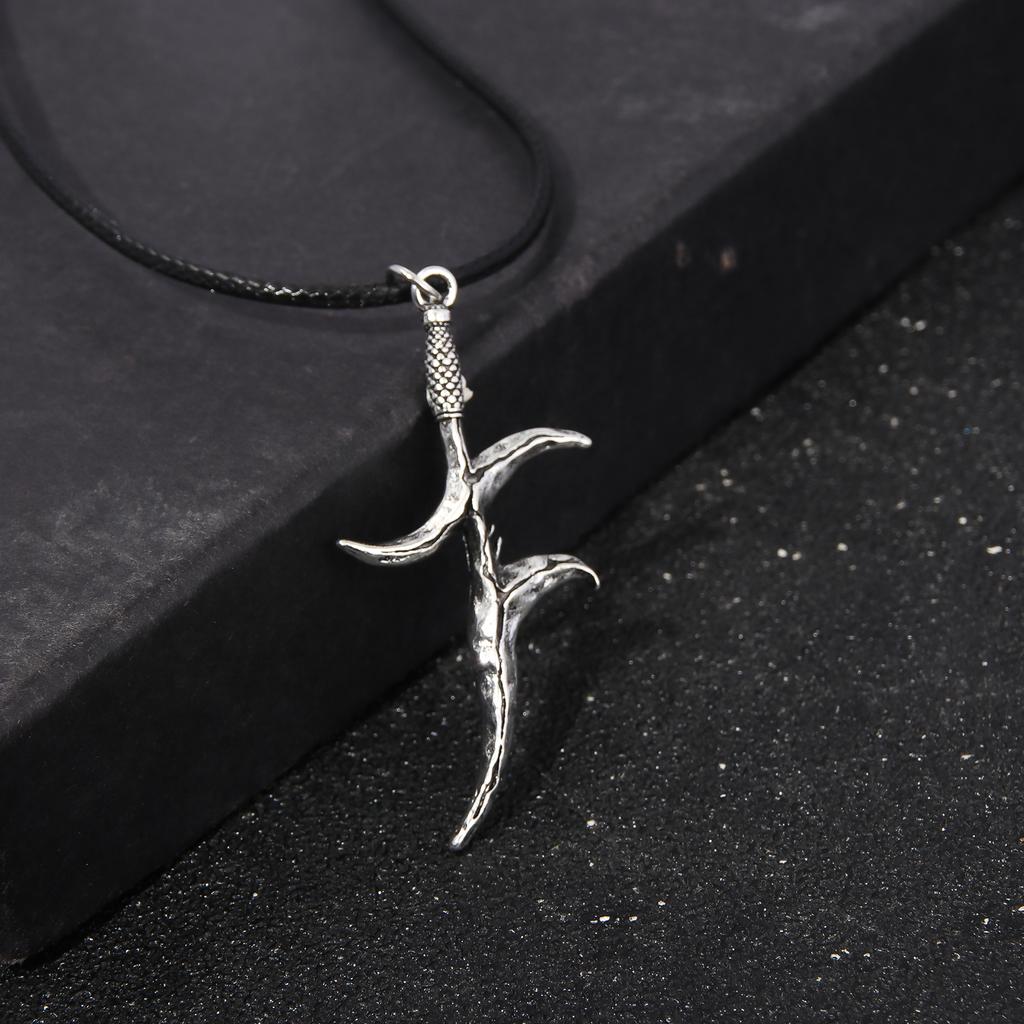 Melina Irregular Sword Black Knife Dagger Necklace Game Ring Spectral Steed Whistle Cosplay Props Unisex Jewelry Accessories