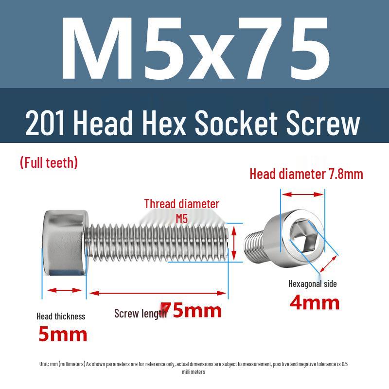 Yigu 201 Stainless Steel Cup Head Hexagon Screws and Bolts - M3, M4, M5, M6