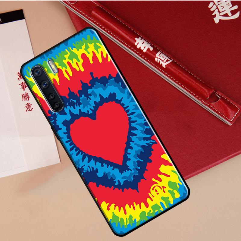 Heart Tie Dye Case For Oppo A78 A38 A80 A60 A40 A18 A98 A58 A96 A76 A16 A94 A74 A54 A15 A17 A57 A77 A5 Pro