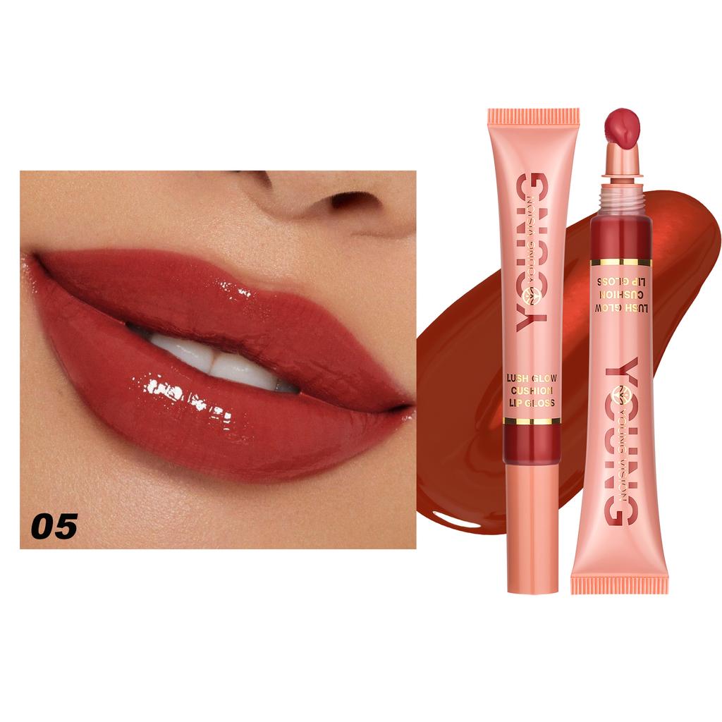 YOUNG VISION 6 Color Liquid Water Brightening Lip Color Plush Brush Head Squeezing Lip Color Moisturizing Lip Glaze