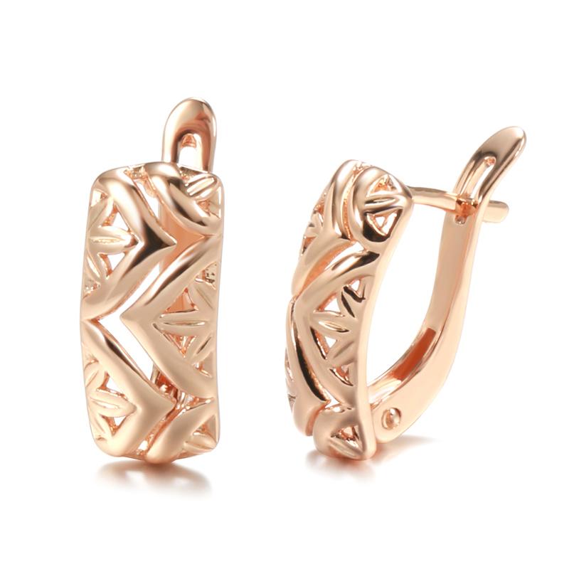 New Rose Gold Bridal Earrings Wedding Daily Fashion Jewelry Unique Unusual Hollow Long Drop Earrings For Women
