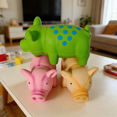 Latex Pig Dog Toy Squeaky Dog Chew Toy for Small Medium Large Dogs Interactive Pig Shaped Puppy Toy for Teeth Cleaning
