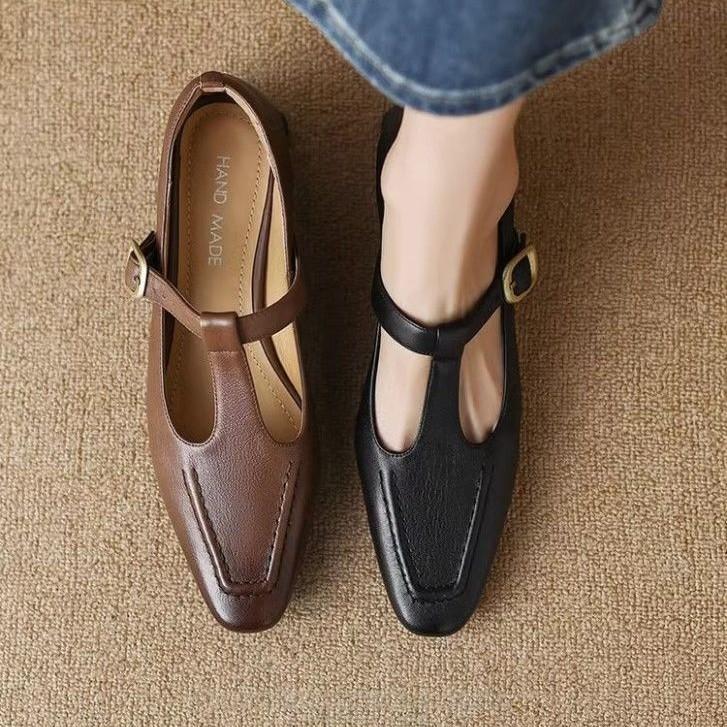 Mary Janes da Donna con Intagli e Punta Quadrata - Scarpe Basse Traspiranti con Tacco Chunky Comode Primavera Autunno 2026