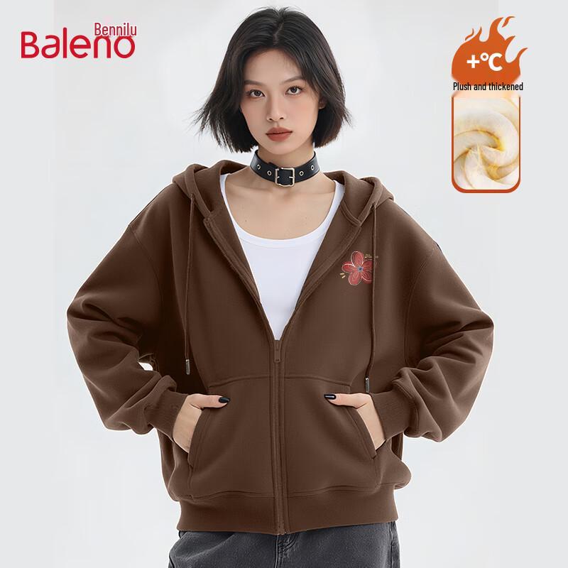 Baleno Women's Trendy Fleece-Lined Star & Floral Hoodie Jacket