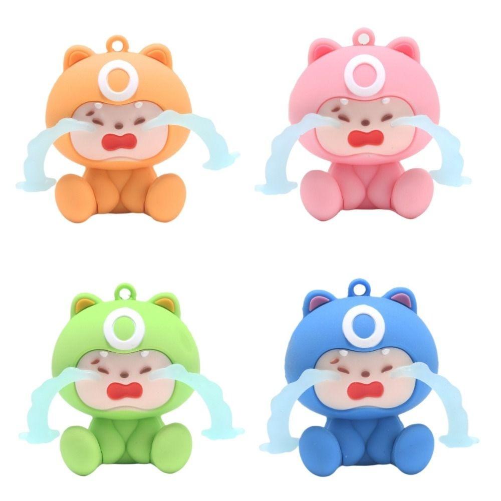 PVC Cartoon Pendant Crying Face Car Keyring Creative Dolls Keychain  Car Keychain