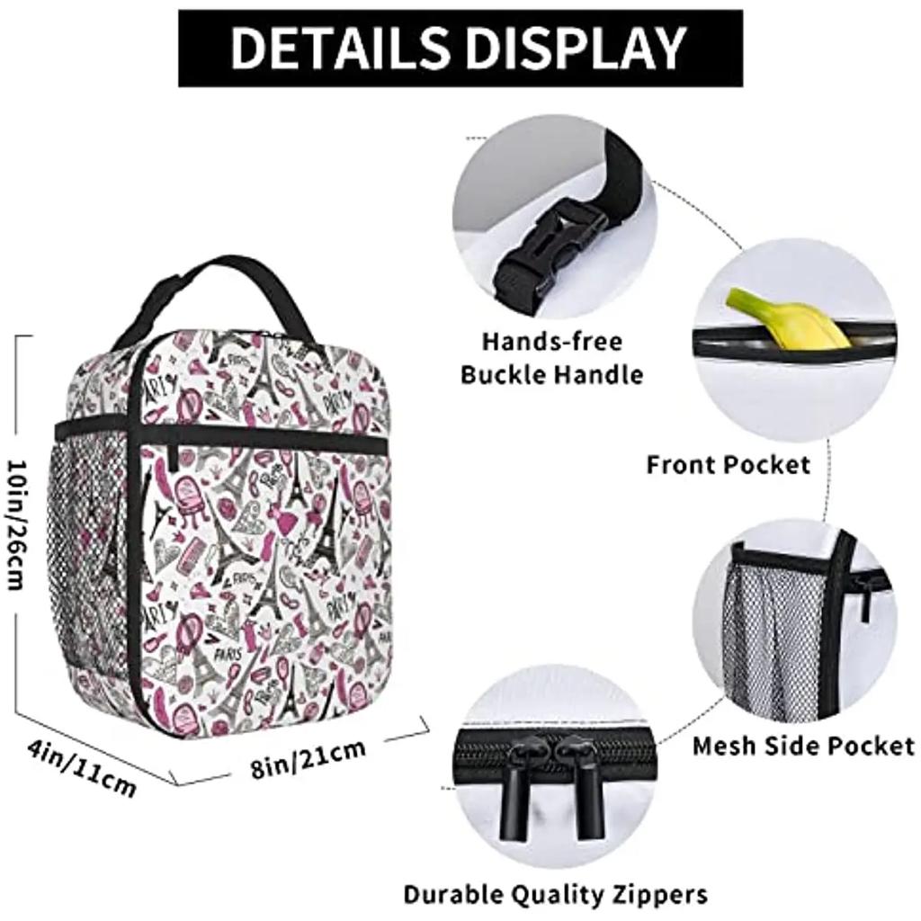 Lunch Bags  Eiffel Tower Lunch Box for Men Women Insulated Reusable Portable Lunch Tote Adults Lunch Bag for Office
