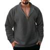 Suéter masculino de lã com meio zíper, cor sólida, à prova de vento, outono inverno, manga comprida, moletom com lapela