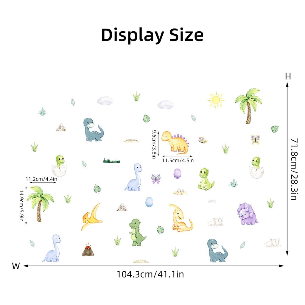 Cartoon Cute Dinosaur Wall Stickers Decoration for Bedroom Boy Wall Art Kids Room Design Home Decore Living Room Wallpaper DIY