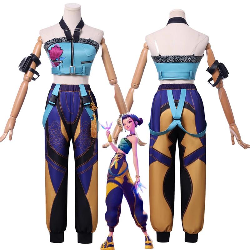 Anime Movie KPop Demon Hunters Zoey Cosplay Costume Uniform Huntrix Rings Earrings Festival Halloween Party for Women Girls Prop