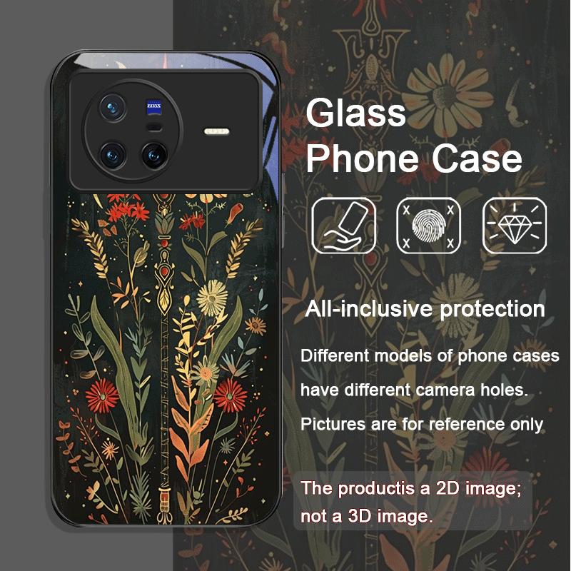 Aesthetic Sunflowers and Moon Pattern Tempered Glass Phone Case for OPPO Reno 13F 12 11 10 Pro Plus Find X8 X5 X3 Lite 5G Cover