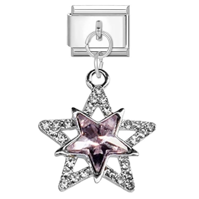 New Shiny Bow Knot Butterfly Moon Star Zircon Pendant Italian Charm Link Fit 9MM Bracelet Stainless Steel Women Men DIY Making