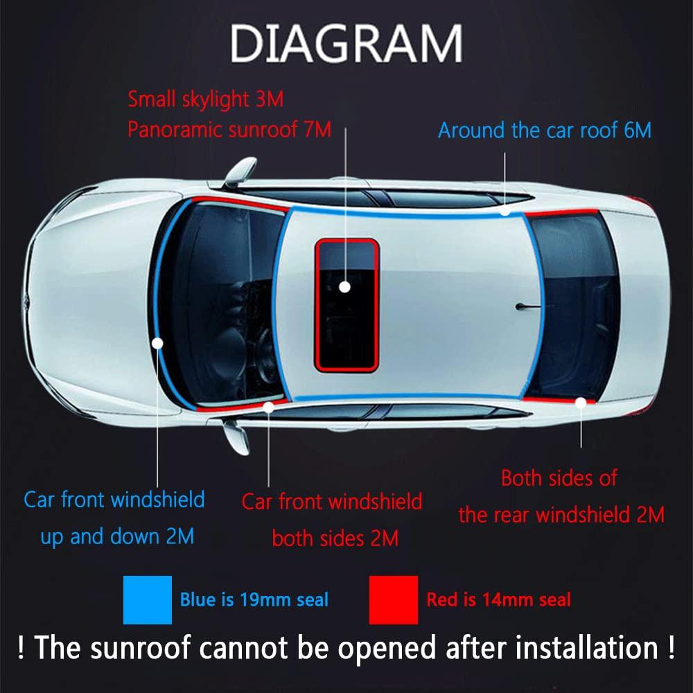 16.6ft/5m Cuttable T-Car Sunroof Cover Seal Rubber Trim Dust & Weather Resistant Strip Windshield Tailgate Adhesive Rubber Seal Strip