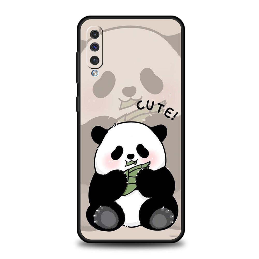 Case For Samsung A24 A12 A14 A32 A50 A70 A20E A20S A10S A22 A40 A34 A54 A42 A52 5G A02S A04s Cover Cute Panda Climbing Bamboo