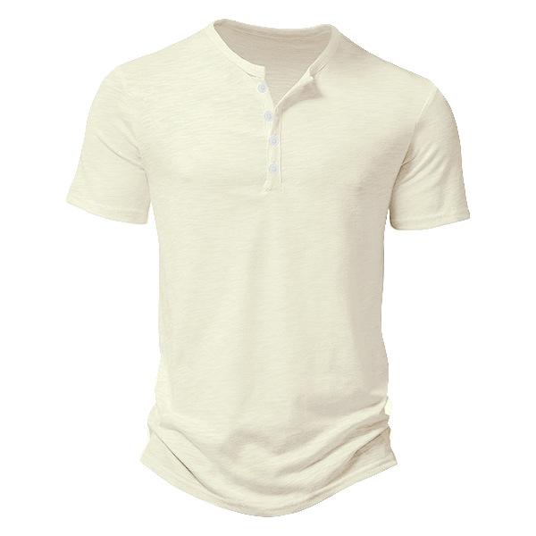 

Summer Casual Button-up Solid-colored Slim-fitting Short-sleeved Men’s T-Shirts XXXL абрикосовый