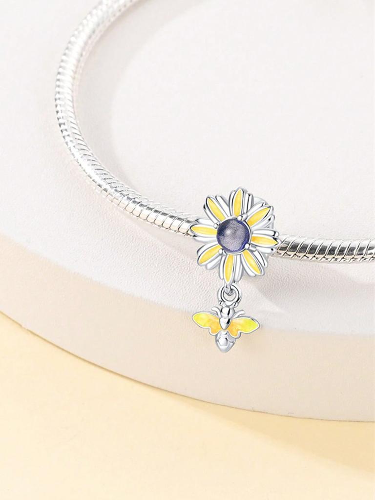 Dragonfly Sunflower Rose Beads Charm Copper Plated Fit Charms Copperoriginal Bracelet For Jewelry Making Diy Charm