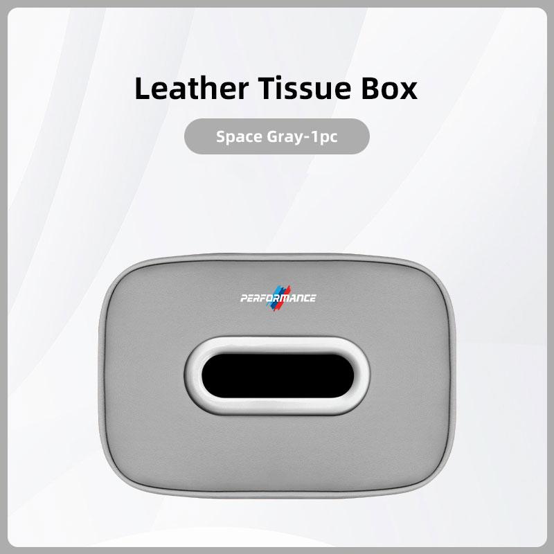 CTCE1 Car Tissue Box Holder Leather Car Armrest Napkin Case Sun Visor Backseat Bag For BMW 50th Anniversary Edition E46 E53 E90 E60 E9