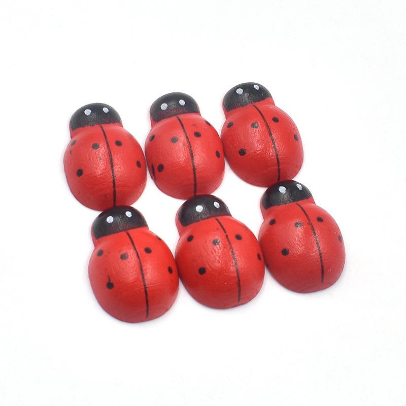 Winziger roter Marienkäfer Cabochon Holz DIY Scrapbooking für Wandaufkleber Kinder Kinder Bemalt Feiertag Halloween Weihnachtsdekoration Handgefertigtes Zubehör