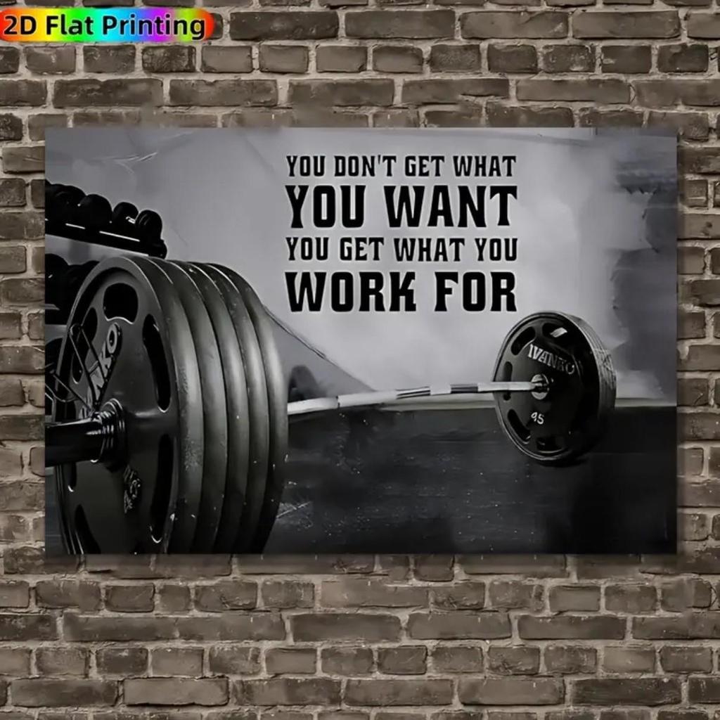 Barbell Gym Fitness Oil Painting - Wall Art for Living Room Decoration