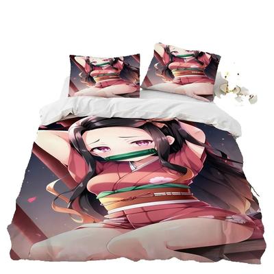 Beautiful  Bedding Set Demon Slayer 3D Printed Cozy Soft Duvet Cover King Queen Twin Size Birthday Gift Bedroom Decoration