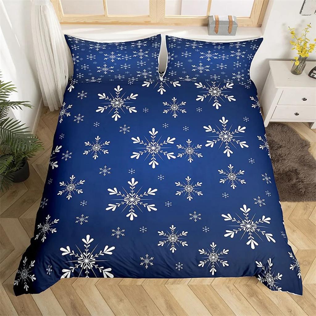 Merry Christmas Duvet Cover Happy New Year Microfiber Xmas Deer Elk Bedroom Decoration for Boys Girls Golden Bow Holiday Gifts