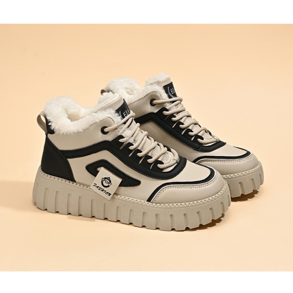 Winter Women's Shoes with Plush High Top Shoes,  Height Increasing, Thickened, Warm Cotton Shoes, Short Boots, Board Shoes, Women's Shoes