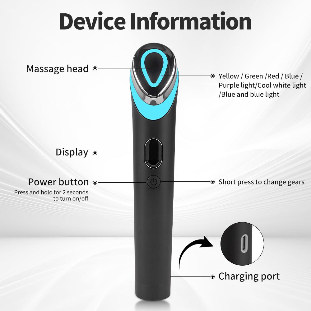 7 Colors Facial Skin Care Anti Wrinkle Beauty Device EMS Microcurrent Lift Massager Eye Massager