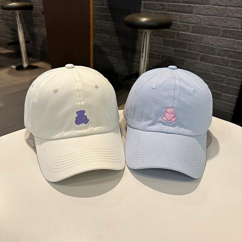 Streetwear Baseball Cap With Heart Bear Embroidery For Summer Sun Protection