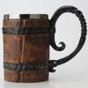 Large Capacity Imitation Wooden Beer Mug 304 Stainless Steel Insulated Cup With Handle Home Party