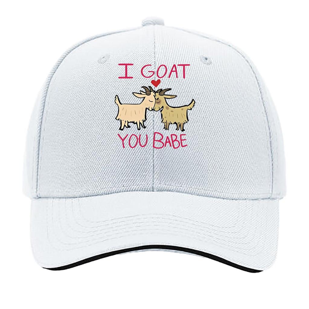 I GOAT YOU BABE VintageStyle Adjustable Baseball Cap with Goat Illustration Washable Blend Perf Sandwich Baseball Cap