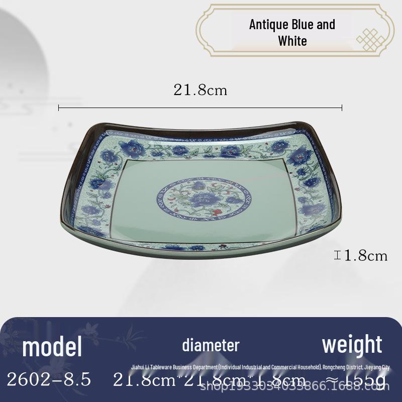 

8.5 Square Melamine Plate - Durable, Easy Clean, Ideal for Restaurants, Hotels, Cafeterias, and Fast Food. 8.5 inches