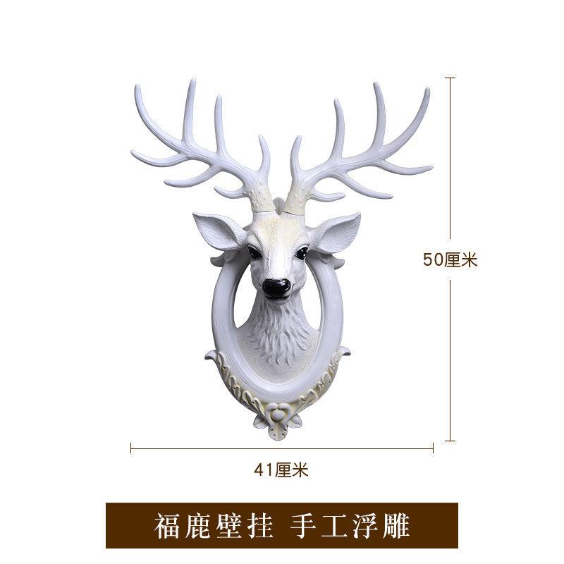 European Style Lucky Deer Head Wall Decor for Living Room TV Background Creative Animal Wall Hanging Art Home Decoration Gift