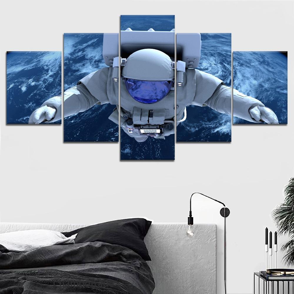

5 панелей космонавт космический пейзаж холст печатная картина для гостиной Настенный декор HD картина произведения искусства Poster2 без рамки 20x35cm*2 20x45cm*2 20x55cm*1