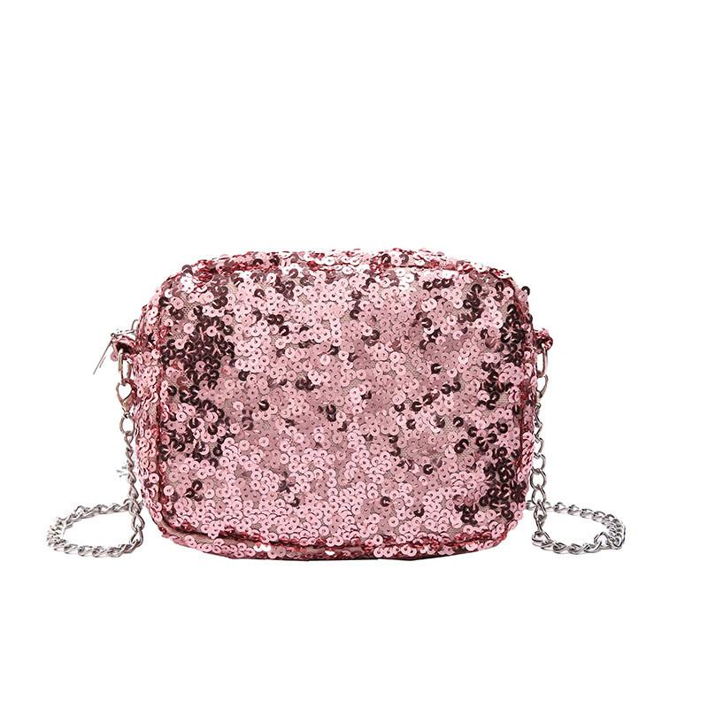 Trendy Sequin Small Shoulder Crossbody Bag For Women In Black Pink Silver Colors