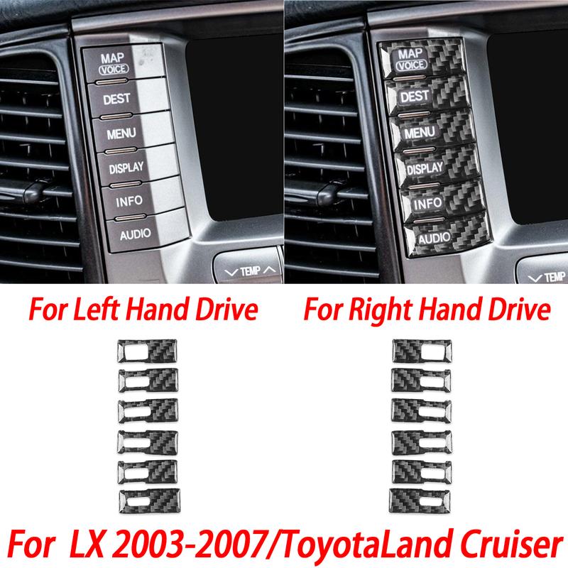 Carbon Fiber Stickers for Lexus LX for Toyota Land Cruiser 2003-2007 Car Interior Accessories Center Console Button Trim