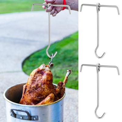 Edelstahl Truthahn Haken Hochleistungs Hebehänger zum Frittieren Unterstützt bis zu 24 lbs Spülmaschinenfest Geflügel Hebehaken