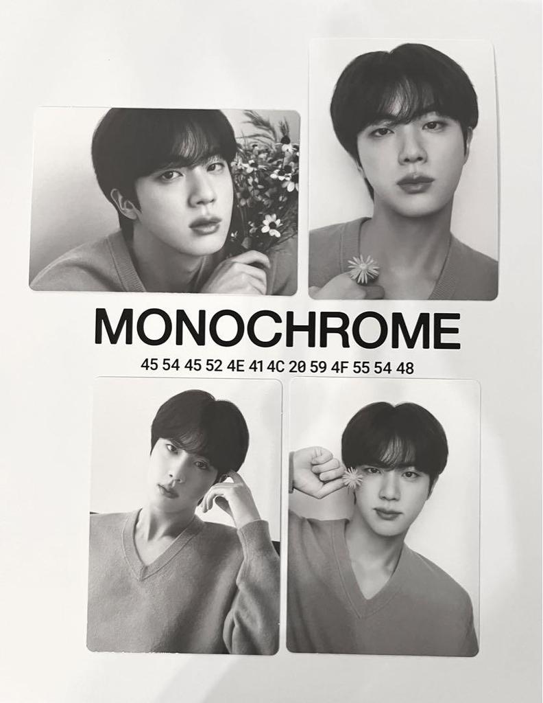 [USED] BTS MONOCHROME Mini Photo Cards JIN 4 pcs